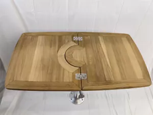 Boat Barrel Folding Teak Table Top Plain 570/900x500mm Marine Yacht RV Caravan - Picture 1 of 14