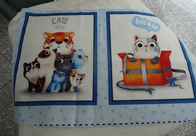 Schöner Stoff KATZEN Baumwolle M. MILLER  30cm x 44cm Patchwork Basteln DIY - Bild 1 von 4