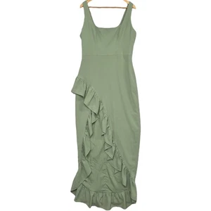 Vestido The Population Maxi Mujer Grande Verde Sin Mangas Asimétrico Noche - Imagen 1 de 15