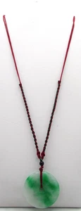 24" NECKLACE w 1.75" CIRCULAR JADE PENDANT RED & GREEN ROPE 925 JB21 - Picture 1 of 7
