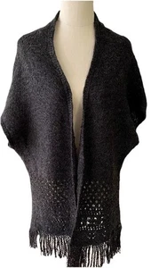 Mambo Womens Knitted Sleeveless Cardigan Black With Tassels Size L/XL - Picture 1 of 11