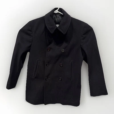 Vintage 1947-1956 US Navy Kersey Wool Black Peacoat Corduroy Pockets Sz 40 - Image 1 of 4