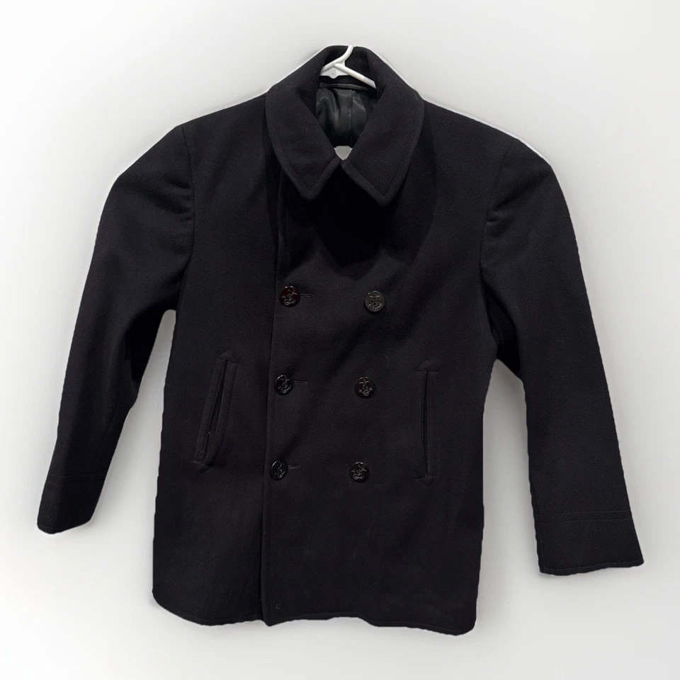 Jersey vintage 1947-1956 de la Marina de los Estados Unidos lana negro chaquetón pana bolsillos talla 40 Foto 1 de 4
