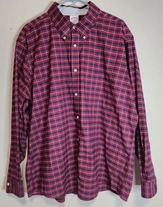 Brooks Brothers Regent Fit Mens XXL Maroon Plaid Button Up Long Sleeve Shirt 2XL - Picture 1 of 8