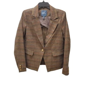 ModCloth Plaid Blazer One Button Waist Lightweight but Structured - Picture 1 of 8