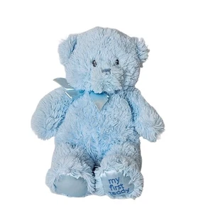 Baby Gund Mein erster Teddybär blau bestickt Plüschtier Stofftier Satinfüße - Bild 1 von 7