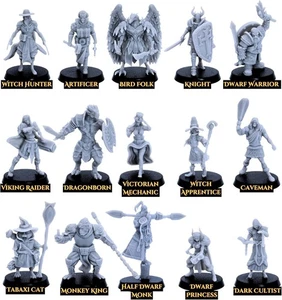 Playable NPC Fantasy Miniatures – 15 RPG Characters | 30mm Scale DnD Figures - Picture 1 of 4