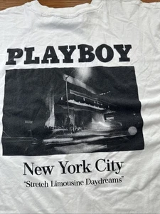 Playboy By Pacsun Logo Graphic Tshirt Tee New York City White Sz-L #676 - Picture 1 of 22