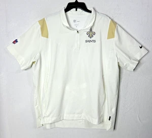 New Orleans Saints Nike Coaches 1/4 Zip Short Sleeve Jacket White Gold Mens XXL - Picture 1 of 5