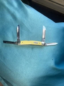 Case XX Flat Yellow Congress Knife 1996 Long Pull Blades 34052CV never used Rare - Picture 1 of 12