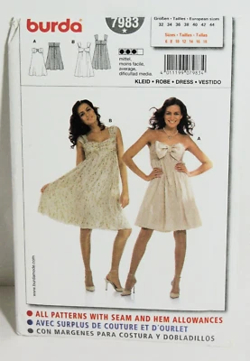 Burda Sewing Pattern 7983 Misses Dress Size 6 8 10 12 14 16 18 Free US Shipping - Image 1 of 3