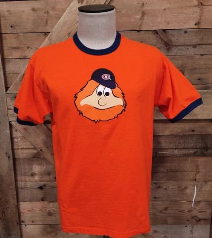 Vtg YOUPPI Expos Mascot Wearing Montreal Canadiens Cap Mens Ringer Tshirt Large Cover