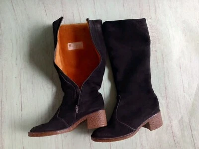 Botas forradas negras vintage K Snowmaids para mujer EE. UU. 8 cuero cremallera hechas en Inglaterra Foto 1 de 4