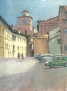 ORIGINAL MICHAEL RICHARDSON "Anghiari Street" Oliven Toskana Italien ÖLGEMÄLDE - Bild 1 von 1