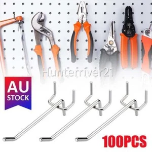 100X Pegboard Hooks Heavy Duty Metal Peg Board Shelving Hooks Organizer 100mm - Picture 1 of 10