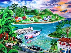 Isla del Encanto, Heart of the Island - Caribbean, Puerto Rico art, by Galina - Picture 1 of 1