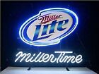 Miller Lite Man Cave Miller Time Bar 20"x16" Neon Sign Lamp Beer With Dimmer