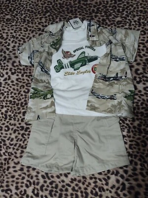 De Colección Bebé Niño 12M Conjunto Pantalones Cortos Hawaiano Fuerza Especial Combate Avión Avión Foto 1 de 4