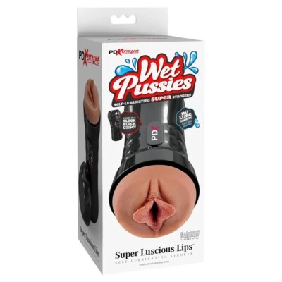 PDXtreme Wet Pussies Super Luscious Lips Self-Lubricating Stroker - Brown - Image 1 of 4