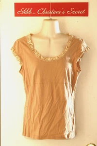 PERSONAL IDENTITY Womens Top Undergarment Cotton Stretch Beige Toast Lace Sz XL - Picture 1 of 7