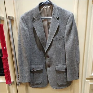 Richard Thomas Fine Clothing Wool Gray Tweed Sport Coat Suede ElbowPatch USA 38 - Bild 1 von 13