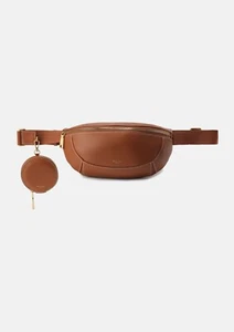 Moncrief Cognac Pebble Grain Pelle Italiana Joely Grain Cintura Bum Bag Raro! - Foto 1 di 3