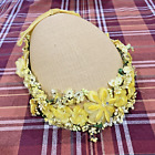 Vintage Ladies Yellow Church Hat w/ Lots Of Silk Flowers 6 1/2 x 8 1/2 Unmarked