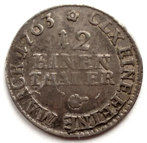 GERMAN STATES SAXONY 1/12 THALER 1763 EDC KM#954 Silver. ZZ10.4 - Picture 1 of 2