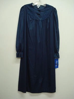 USA Made Nancy King Lingerie Waltz Length Gown Size Medium Navy #813Q - Image 1 of 3