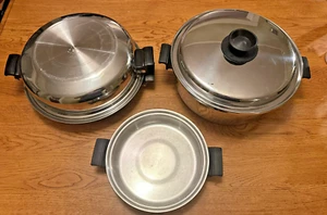 Pentola stock vintage Royal Queen 6 qt, vaporiera per cacciauova e piccola padella - Foto 1 di 7