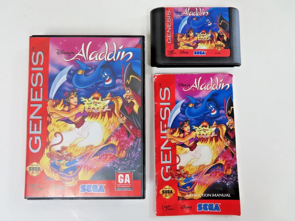 DISNEY'S SEGA ALADDIN SEGA GENESIS 1993 -  SEGA GENESIS VIRGIN GAMES VIDEO GAME - Image 1 of 1