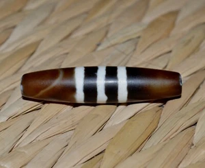 Antique Tibetan Phum Dzi Dzi Bead Unique Pattern Protective Amulet , CG - Picture 1 of 4