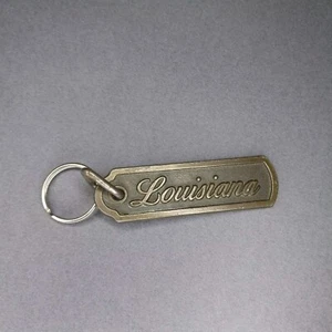 Louisiana Cursive Spellout 3" Brass Keychain - Picture 1 of 2