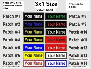 BEST SELLING 3x1 SIZE Custom NAME TAG Embroidered "Iron on", USA FAST SHIPPING - Picture 1 of 26