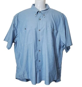 Cabelas Shirt Mens XL Reg Blue Button Up Front Short Sleeve Outdoors Collar - Picture 1 of 10