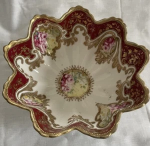 ANTIQUE RC NIPPON HAND PAINTED FLORAL GOLD BEADED LACE DESIGN      BOWL. 1900. - Picture 1 of 18
