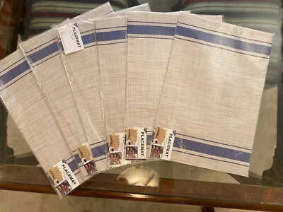 Table Placemats Set of 6 Non-Slip Washable PVC Heat Resistant Table Mats 18"x12" - Image 1 of 2