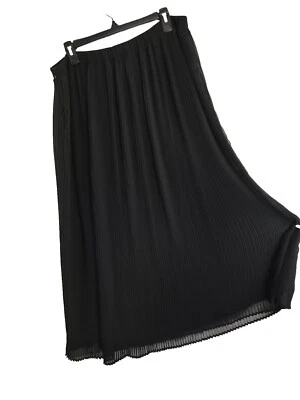Eileen Fisher Skirt Recycled Poly Accordion Pleated Black Maxi LARGE Lined NEW Foto 1 de 4