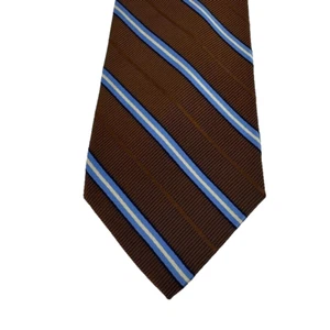 Brooks Brothers Makers Seidenmischung Krawatte Hergestellt in den USA Braun Blau Streifen Herren - Bild 1 von 6