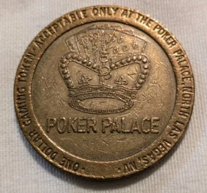 Poker Palace Casino 1980er Messing $1 One Dollar Spielmünze/Medaille Las Vegas, NV DZ - Bild 1 von 2