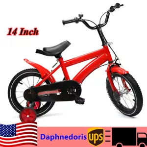 14 Inch Kids Bike Children Boys Girls Bicycle Cycling Biking With Stabilisers - Picture 1 of 9