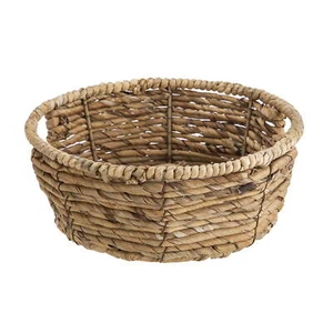 Round Water Hyacinth Woven Decorative Storage Basket, 10"D x 4"H - Picture 1 of 8