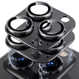 Film blindé de protection caméra pour iPhone 16 15 14 13 12 11 Pro Max lot de 2 noir - Photo 1/32