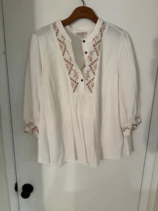 Women NWOT "Knox Rose" off white enbroidered 3/4 sleeve pullover top. Size XXL - Picture 1 of 2