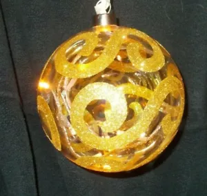Konstsmide 15cm /6" Diameter Illuminated Christmas Glass Bauble:Clear Gold Swirl - Picture 1 of 11