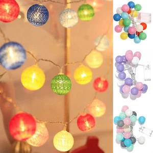 10/20 LED Cotton Ball Fairy String Lights Wedding Party Patio Garden Home Decor - Picture 1 of 36