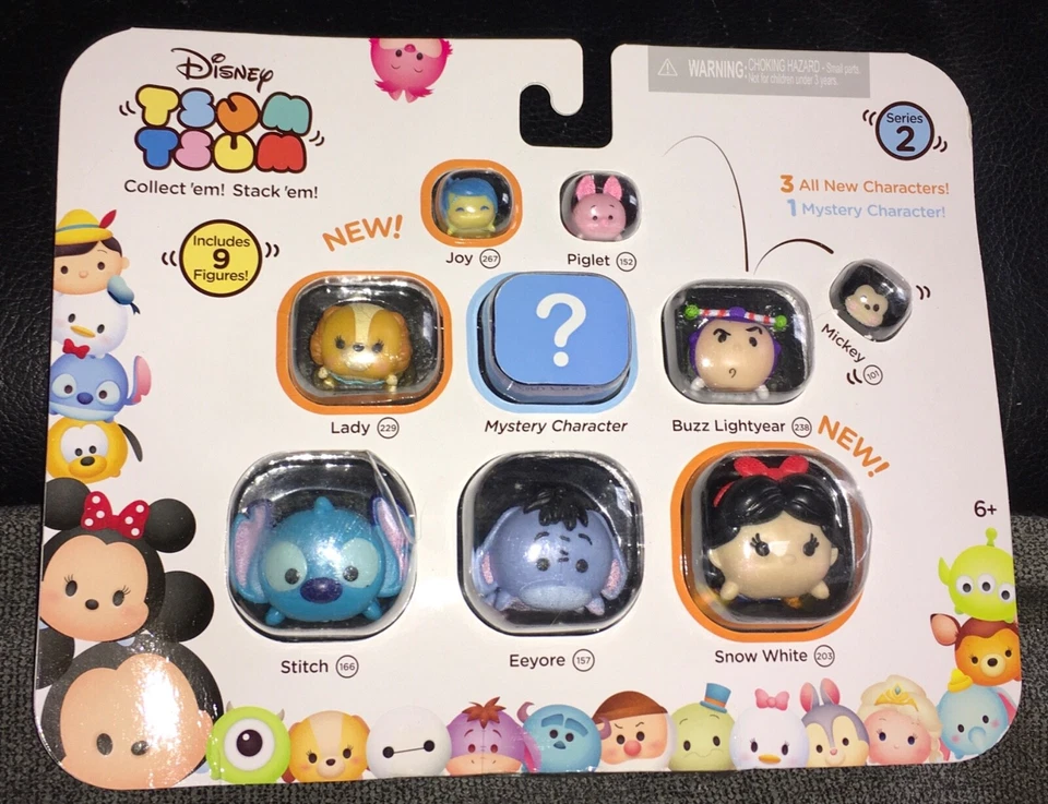 Disney Tsum Tsum Paquete de 9 SERIE 2 Dama/Buzz/Puntada/Eeyore/Blancanieves/Alegría Nuevo en Paquete Foto 1 de 2