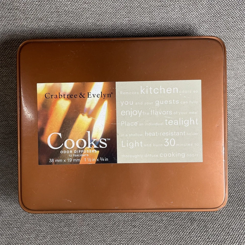 Difusores de olores vintage Crabtree & Evelyn Cooks 12 velas de luz de té en lata Foto 1 de 4