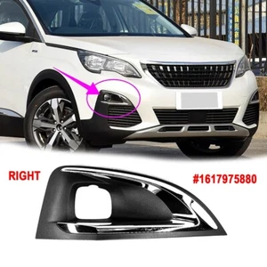 Right Front Bumper Fog Light Cover Grille+Chrome Trim For Peugeot 3008 P84 16-19 - Picture 1 of 6