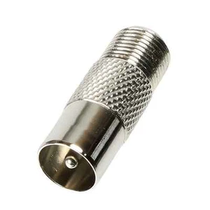 F-Adapter Koax Adapter F Kupplung zu Koaxstecker Stecker 9,5mm vernickelt silber - Bild 1 von 4